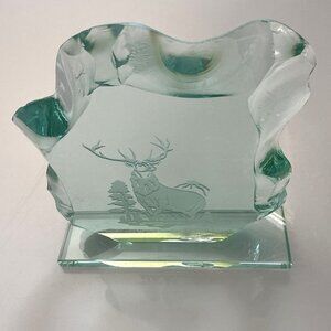 ELK CRYSTAL ICE BLOCK VINTAGE GLASS ART DÉCOR RARE